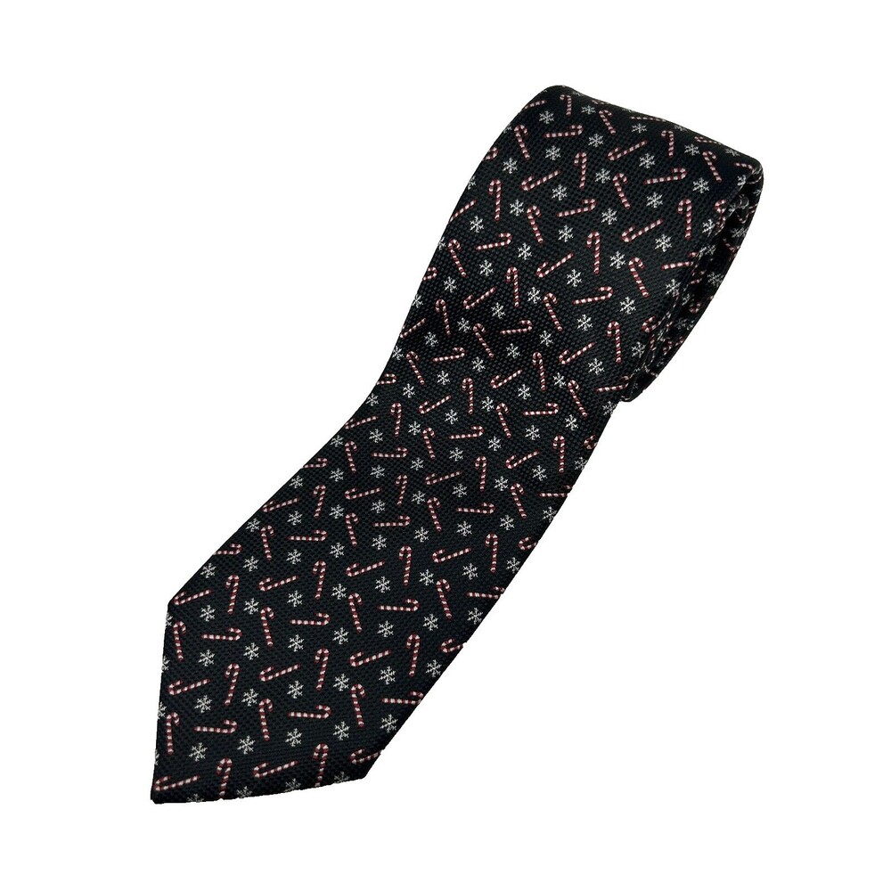 Celebrate Together Black Candy Cane Tie‎ L 54.75" W 3"